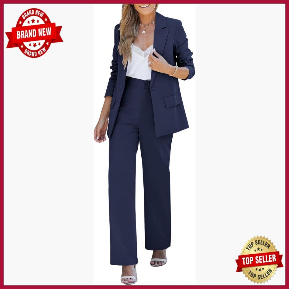 Women's 2-Piece Pant Suit Set Blazer High Waist Pants Business Casual